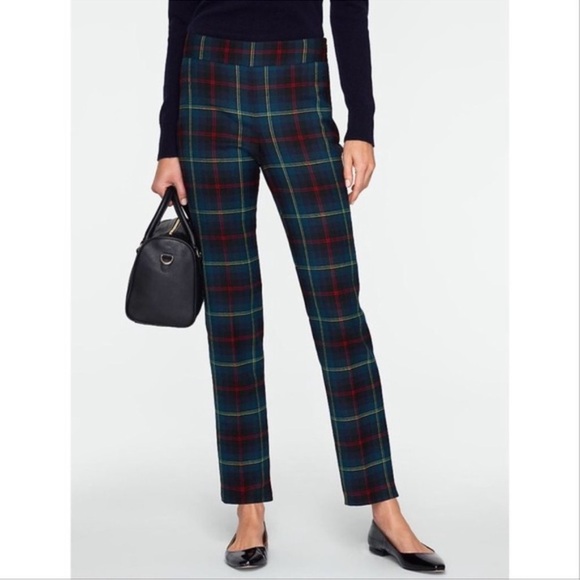 Talbots Womens Size 6 Wool heritage Pants Trouser Plaid Green  mid rise Holiday - Picture 1 of 6